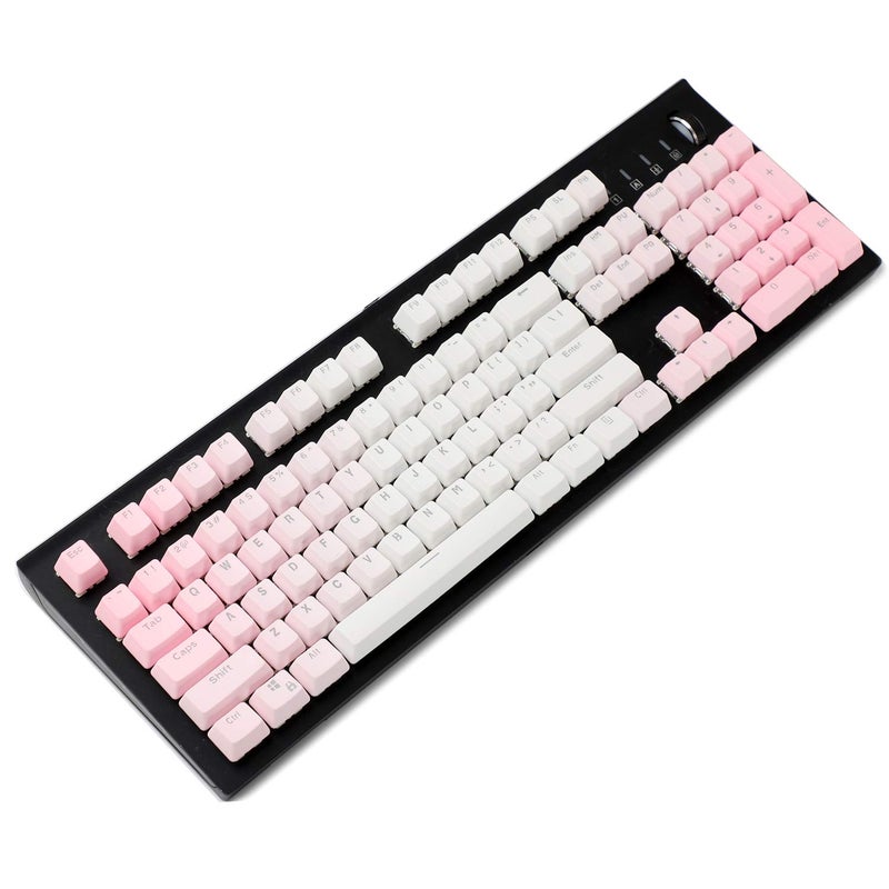 YMDK Double Shot 104 Dyed PBT Shine Through Keyset OEM Profile Keycap Set for Cherry MX Switches Mechanical Keyboard 104 87 61,Pink White Gradient (Only Keycap) - Image 1